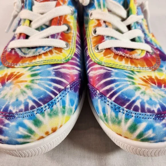 Skechers Bobs Youth Big Kids Size 6W Tie-Dye Sneakers Memory Foam Lace Up EUC - Picture 3 of 16